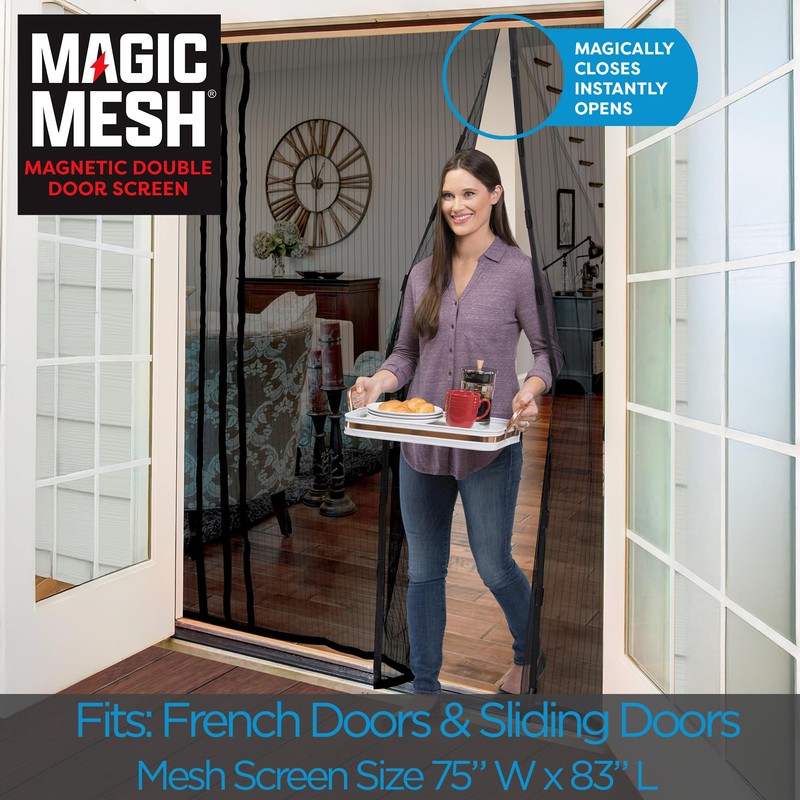 Magic Mesh Double Door- Hands Free Magnetic Screen Door, Fits