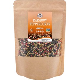 52USA Rainbow Peppercorns, 12oz, Peppercorn for Grinder Refill, Non-GMO, Kosher, Whole White & Red & Black Peppercorns, Packed to Keep Peppers Fresh, Mixed Rainbow Pepper corns