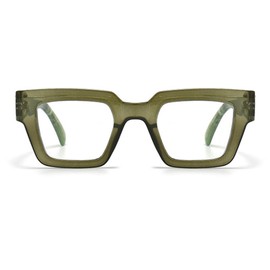 bullabulling Oprah Style Reading Glasses for Women Men, Fashion Square Blue Light Blocking Readers Lo5 (deep green, 3.0, x)