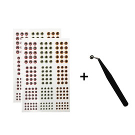 2D/3D/4D/5D Fishing Eyes Oval Pupil Fishing Lure Eye for Making Fishing Lure and Fly Tying (3D Red Green Orange)