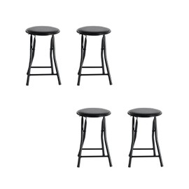 Homy Casa 18 Inch Portable Folding Camping Stool with Padded Seat, Lightweight & Compact Stool for Hiking, Fishing, and Outdoor Adventures, Black (Set of 4)