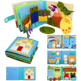 Montessori Felt Busy Book for Toddlers, Quiet Pretend Play Activity Book for Early Learning and Travel, Ages 2–6
