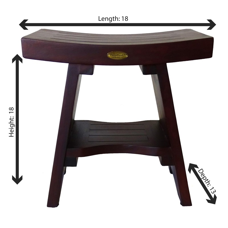 Decoteak 18 Inch Serenityy Waterproof Teak Wood Shower Bench Stool