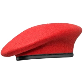 British Military Berets with Leather Sweatband, Adjustbale Army Wool Beret for Men & Women-Red