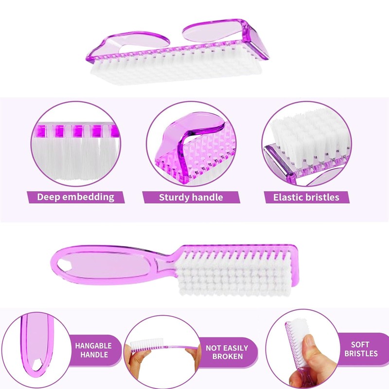 HoAhaMay 8 Pieces Nail Brush Plastic Handle Nail Cleaning Brush