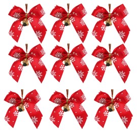 Pack of 50 Christmas bows, red Christmas bows, ornaments Christmas bows, Christmas bows with bells for holiday, birthday, wedding, party, decoration for Christmas tree