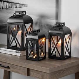 Unbranded Mainstays Decorative Black Metal Pillar Candleholder Lantern, 10", Small