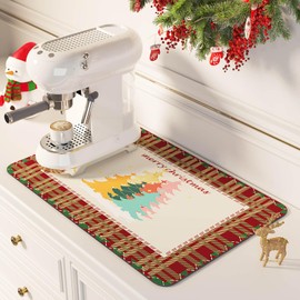 DK177 Coffee Mat Coffee Bar Christmas Decorations Hide Stain Absorbent Drying Mat with Waterproof Rubber Backing Fit Coffee Maker Coffee Machine Coffee Pot Espresso Machine