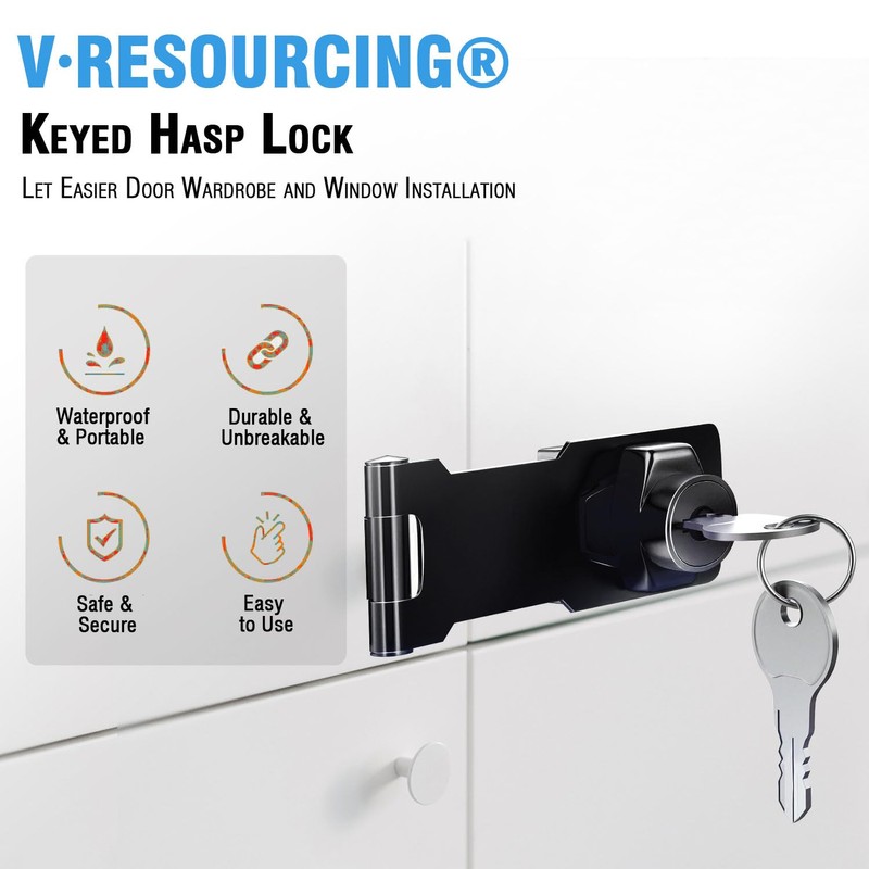 2 Packs 3 inch Keyed Hasp Locks,Twist Knob Keyed Locking