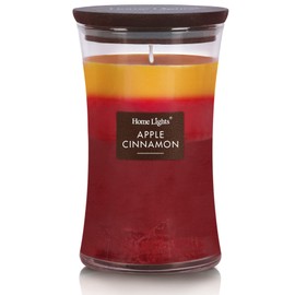 HomeLights 3-Layer Candles for Home Scented, 21.52 OZ Natural Soy Wax Scented Candles Burns Up to 100 Hours, Large Jar, Apple Cinnamon