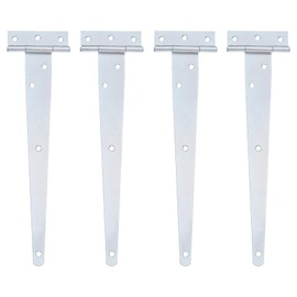 uxcell 4Pcs T-Strap Door Hinges, 10" Wrought Tee Shed Gate Hinges Iron Hardware for Wooden Barn, Fence, Yard Door Hinges (White Zinc)