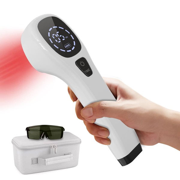 iKeener Red Light Therapy Device, FDA Approved Handheld Device Cold Laser Therapy Pain Relief, Low Level Infrared Light for Knee, Face, Body, Muscles, Shoulders, Back (2 x 808 nm, 12 x 650 nm) (White)