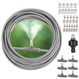 GILBEST Misting Cooling System, Outdoor Misting System for Patio, 40 FT Misting Line Plastic Adapter, Outdoor Mister System for Patio, Garden, Trampoline, Greenhouse