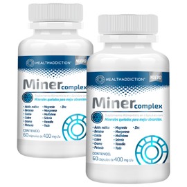 HEALTHADDICTION - 2 Pack Miner Complex - Suplemento Multimineral de Minerales Quelados con Magnesio, Zinc, Manganeso, Potasio - 120 Cápsulas