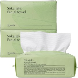 Sokaiteki Cleansing Towels, Facial Towels, Pack of 60, Disposable Towels, Face Towels, Disposable, Face Cleansing, Makeup Remover Towels, Thick (60 Count (Pack of 3))
