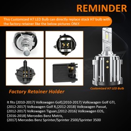 D-Lumina H7 LED Headlight Bulb GOLF, Apply to Passat,for Golf,for GTI,for Tiguan,for MK6-7,for Scirocco,for Touran,for Mercedes etc.100W 16000LM 6500K Xenon White,With Car Specific Adapters,2 PCS