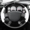 MEWANT Hand Stitched White Leather Steering Wheel Wrap Cover for