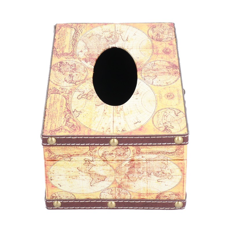 Tissue Box Organizer Composite Wood Leather Rounded Edges Premium Texture