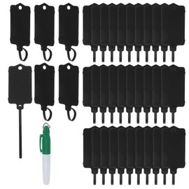 PATIKIL Plastic Tags 6.1"x1.46", 100 Pcs Blank Waterproof Shipping Label Security Seals Writable Hanging Tags Ties with Marker Pen for Labeling Luggage Logistics, Black