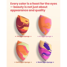 Unfovi Random 3Pcs Makeup Sponges from 4 Colors, Tricolor Fusion Beauty Shape Makeup Sponge for Foundation, Concealer, Powder Cream and Liquid Application (Blind Box)