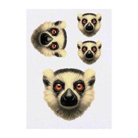 4 x 'Lemur Portrait' Temporary Tattoos - Water Resistant, Skin-Safe, Non-Toxic Transfers, Mixed Sizes (TO00077618)