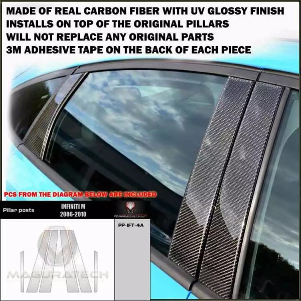 AUTOCARIMAGE FITS INFINITI M 2006-10 REAL BLACK CARBON FIBER WINDOW