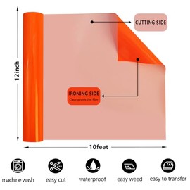 FUNKAKA Fluorescent Orange-Red HTV Heat Transfer Vinyl Rolls, 12" x 10ft Neon Iron on Vinyl for All Cutter Machines PU Stretchy HTV Vinyl for T-Shirt Easy to Cut & Weed for Heat Transfer Design