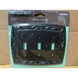allen + roth  Eastview 3-Gang Toggle Wall Plate, Dark Oil-Rubbed Bronze