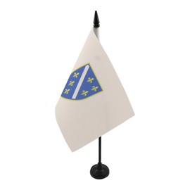 AZ FLAG BOSNIA AND HERZEGOVINA 1992-1998 TABLE FLAG 5'' x 8'' - OLD BOSNIAN DESK FLAG 21 x 14 cm - Black plastic stick and base
