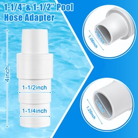 Relaxgiant 8 Pcs Pool Hose Adapter Kit, 1-1/4" or 1-1/2" Connector Coupling and 11238 B Adaptor Stainless Steel Hose Clamp for Swimming Pool Vacuum Cleaner Filter Pump Skimmer Small Strainer