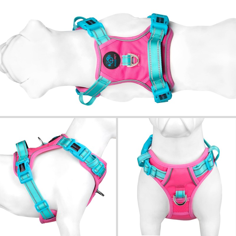 PHOEPET No Pull Dog Harness, Unique Colors Reflective Adjustable Dog