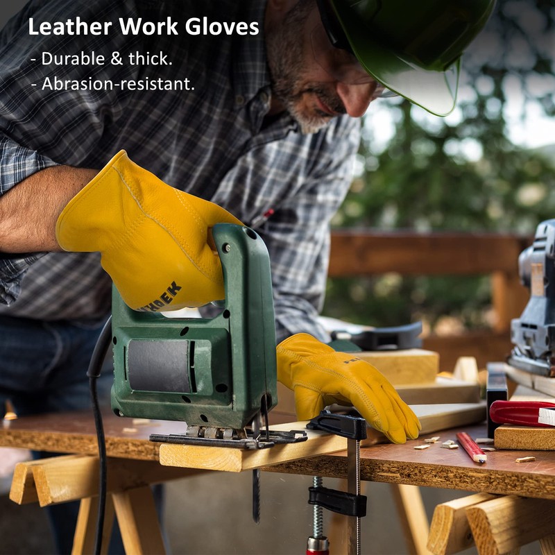 FEISHDEK Leather Gloves Work Gloves Men's Gardening Gloves Thorn Proof