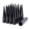 EZAccessory 12x1.5 Low-Profile Spline Spike Lug Nuts Black 20 Pieces+Key