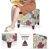Adeco Floral Printed Linen Cube Ottoman Footstool,Square Foot Rest Stools