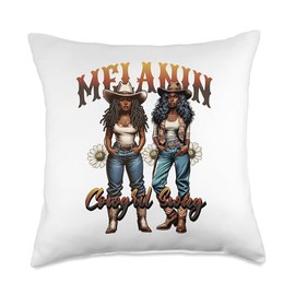 Womens African Melanin Cowgirl Swag Women Black History Throw Pillow