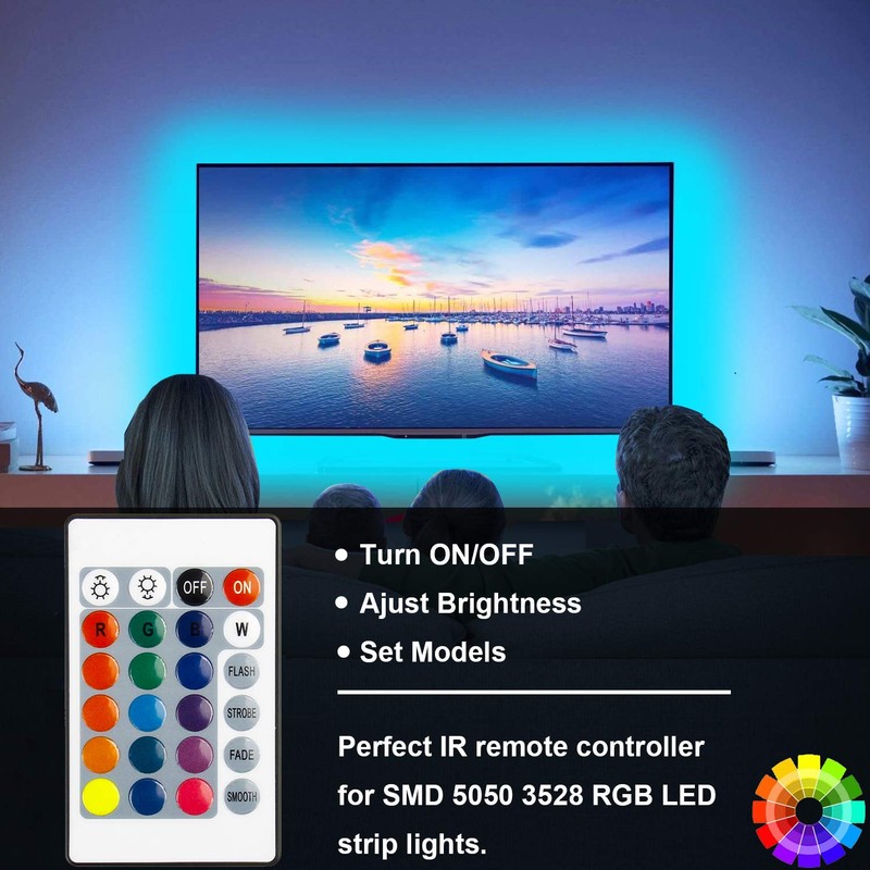 SUPERNIGHT RGB LED Strip Light Remote Controller, 24 Key IR
