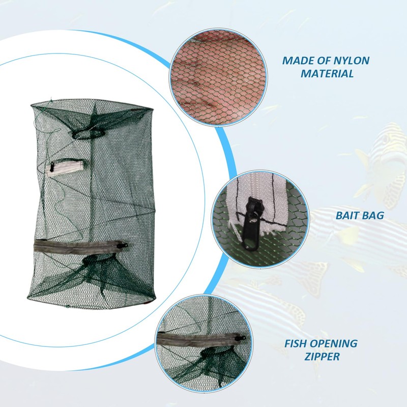 2 Pieces Of Fishing Nets, Folding Fish Traps, Square Cages,