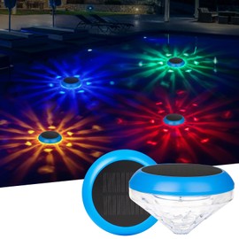 Pugwoy Solar Floating Pool Lights, RGB Color Changing Solar Pool Lights with Waterproof, Auto On/Off Floating Pool Lights for Inground & Above Ground Pools, Outdoor Garden, Pond, Party Decor (2)