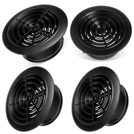 VIHOSE 4 Pcs Soffit Vent 6 Inch ABS Adjustable Exhaust Vent Covers with Built in Fly Screen Mesh Round Ceiling Diffuser for Closet Living Room Bathroom Kitchen Ventilation Use, Black