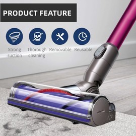 JEDELEOS Quick-Release Motorhead Cleaner for Dyson V6 DC58 DC59 DC62 DC72 DC74 SV04 SV06 SV09 Vacuum Animal Absolute Models Electric Head Roller Brush for Hardwood Floor Carpets