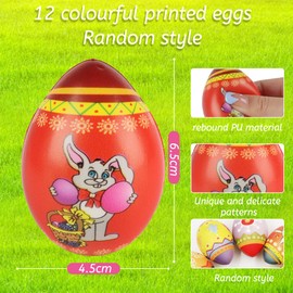 Hillylolly Easter Eggs Stress Ball Pack of 12 Anti-Stress Balls Adults Children Anti-Stress Ball Kneading Ball Crushing Ball for Children Adults Anti Stress Balls Easter Party Gifts Decoration
