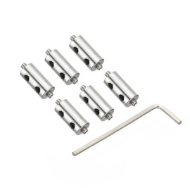 PATIKIL 20x10mm Wire Rope Clips Set, 3.8mm Hole 6 Pcs Steel Double Holes Lock Cable Clamps Clip with M4x0.7 Hexagon Screws Spanner for Cable DIY, Silver