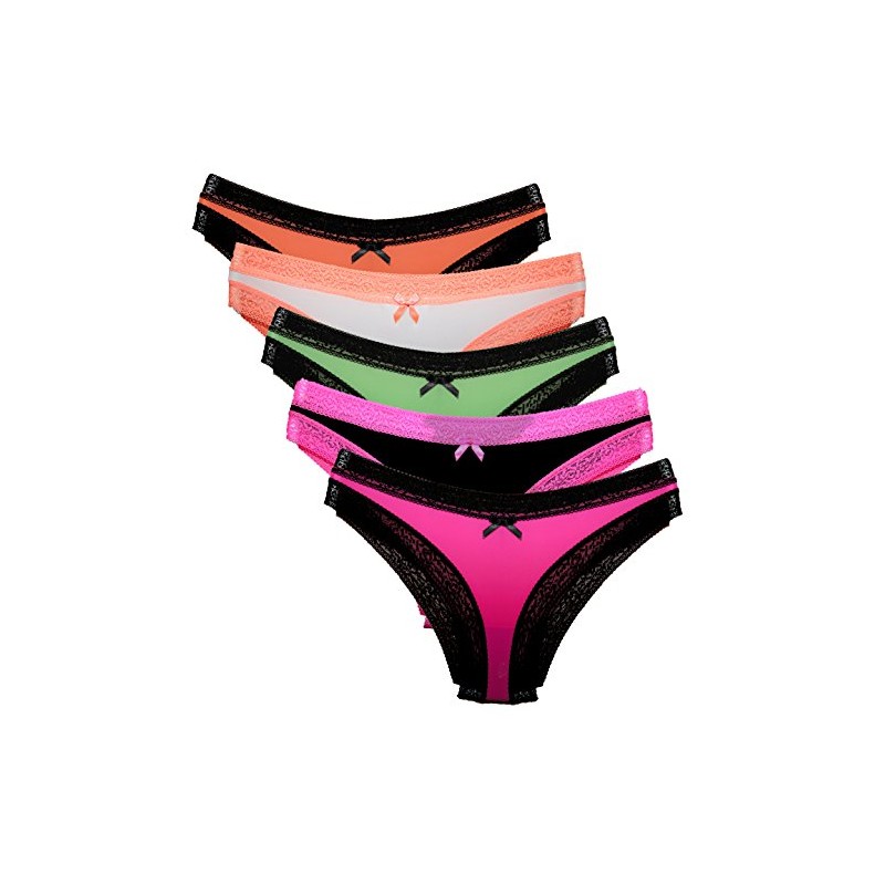 Lemila Microfibre Briefs Pack of 5, 1 x pink, black,