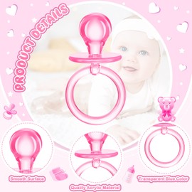 Coume 100 Pcs 2.5 Inch Baby Shower Pacifiers Acrylic Baby Pacifiers Mini Baby Gifts Gender Reveal Party Favors for Baby Shower Game Gender Neutral Birthday Supplies(Pink)