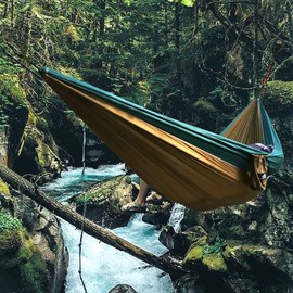 Naturefun Ultralight Travel Camping Hammock, 300 kg Load Capacity (300 x 200 cm) Breathable, Quick-Drying Parachute Nylon, 2 x Premium Carabiners, 2 x Nylon Loops Included, Outdoor