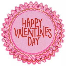Happy Valentine's Day Pink Decorative Baking Cups - Patterned Paper Liners for Cupcakes, Muffins (Standard Sized) - 50 Count