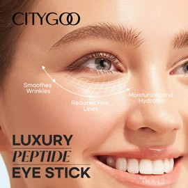 CITYGOO Peptide Under Eye Cream: Moisturizing Eye Stick Reduce Wrinkles Fine Lines for Women & Men