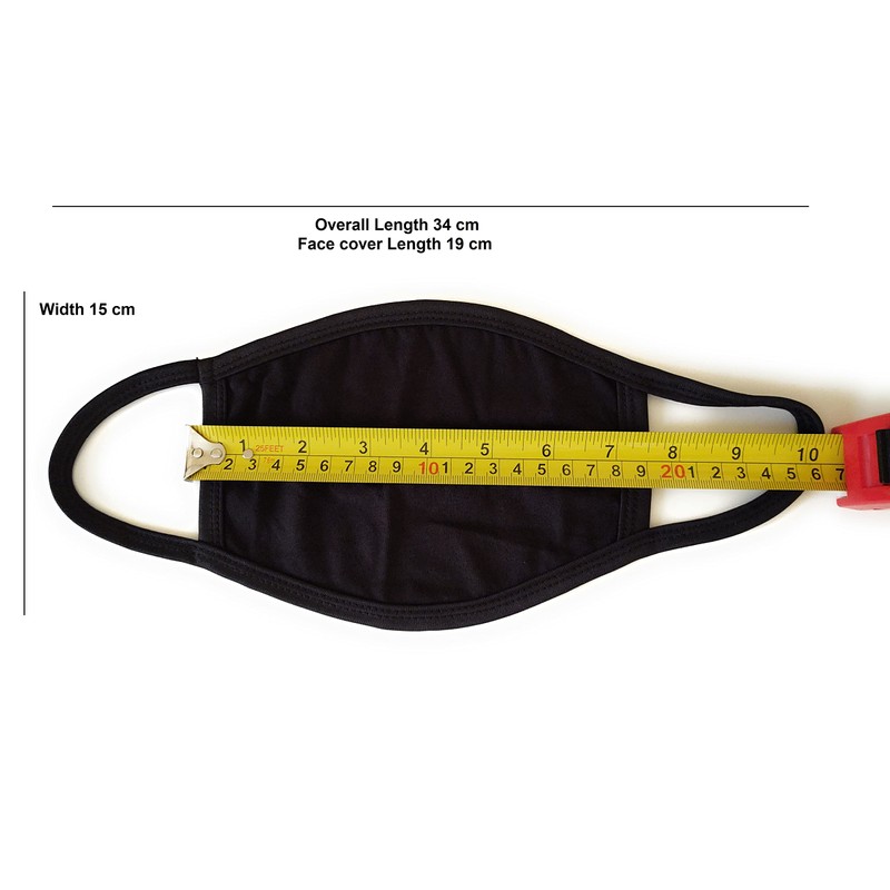 Black Face Mask Soft Cotton Comfortable Washable Reusable Breathable Stretchable