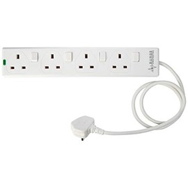 PRO ELEC PELB1918 4 Gang Switched Surge Protected Extension Lead White, 1m