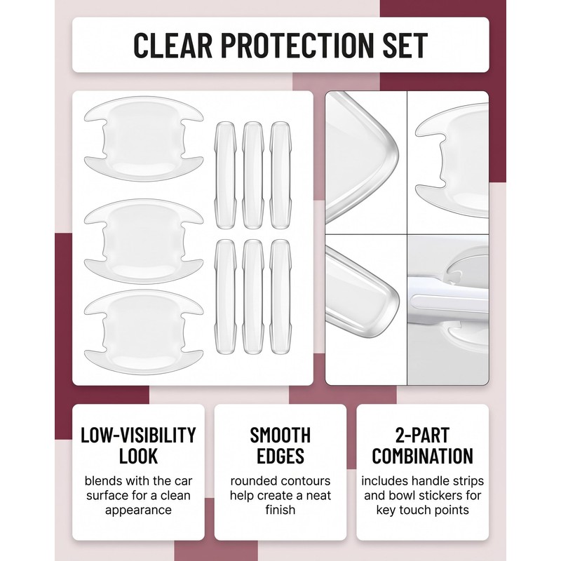 RAMGLYO Car Door Handle Protection Film, Pack of 8 Transparent